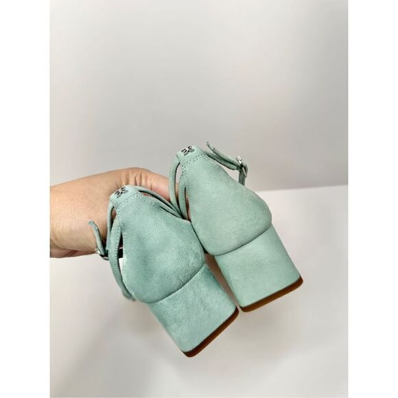 Sam Edelman Sandals Womens Size 7 Tide Blue Suede Leather Square Toe Block Heel - Picture 7 of 10